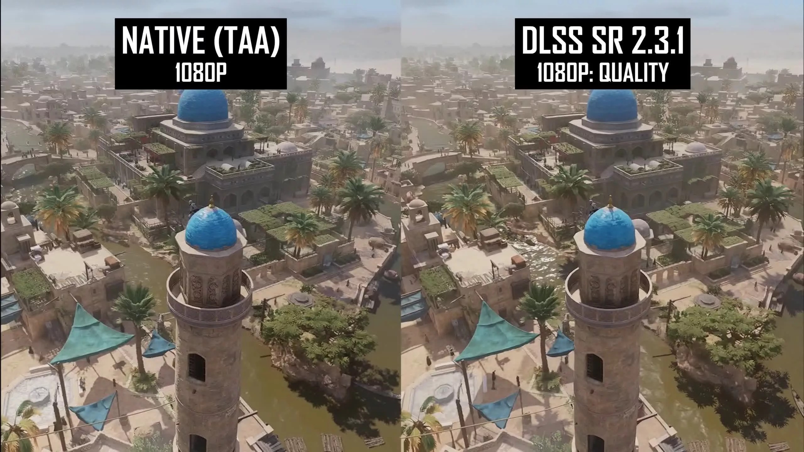 Two contrasting views of the same city, showing its diverse architecture